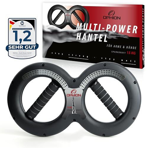 OPHION Multi Power Hantel | Handtrainer Unterarmtrainer Armtrainer | Widerstand 15kg | Handgelenk, Schulter & Brust Trainer | Sportler Trainingsgerät | Fitness Sportgerät klein für Zuhause & Outdoor