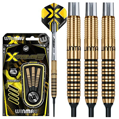 WINMAU Xtreme2-18 gram Brass Dartpfeile Set mit Flights und Schäfte