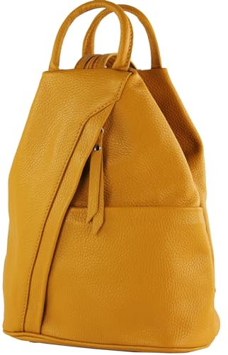 modamoda de - T180 - Damen Rucksack Tasche aus ital. Leder, Farbe:Senfgelb