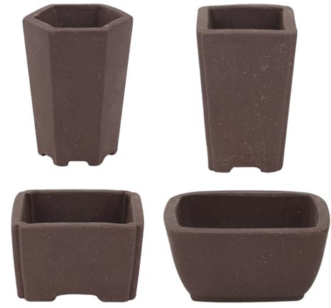 happy bonsai Zisha Lot de 4 mini pots à bonsaï 5,1 cm de largeur