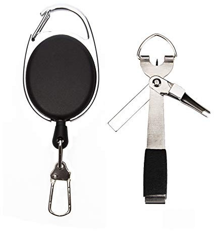 NEWSHOT Fishing Quick Knot Tying Tool 4 in 1 Fly Line Clippers with Retractor Zinger Retractor Combo