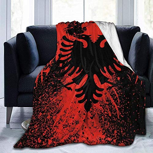 YuLiZP Decke Wohn Kuscheldecken Rote Albanische Flagge des Adler-Vogels Flanell Fleece Decke Super Soft Warm Gemütliche Decke Sofa Leichte Ganzjahres Für Home Office Travel Couch-80X60 Inch
