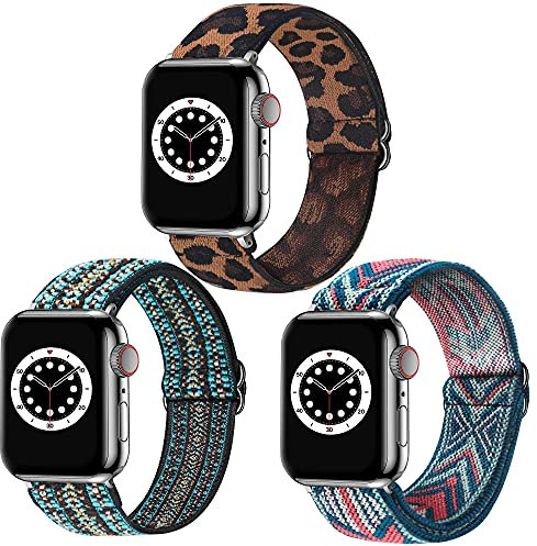 Dsytom Confezione da 3 cinturini elastici compatibili con cinturini Apple Watch da 38 mm, 41 mm, 40 mm, 42 mm, 44 mm, 45 mm, 49 mm, regolabili in nylon elastico per iWatch Series 9 Ultra 2
