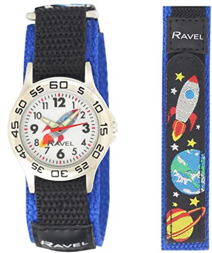 Ravel - Weltraumraketen-Kinderuhr mit einfach zu befestigendem Aktionsband - Analoges Quarzwerk - R1507.88