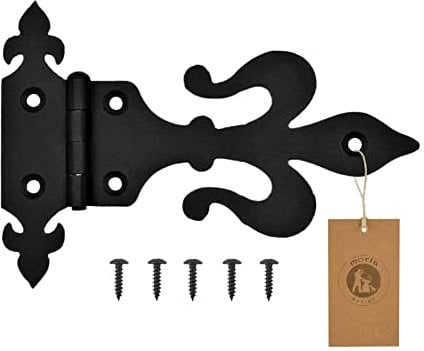 MORIA DESIGN Rustikal Kreuzgehänge 2,5 x 190 x 130 mm, Scharniere für Kommoden, Möbel Schränke, Holzmöbel, Türen Möbel, kleine Fensterläden, Pulverbeschichtet, Schwarz