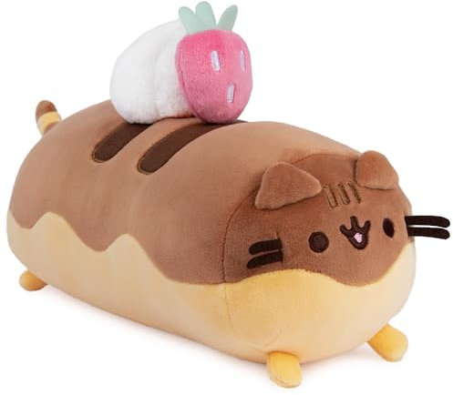 Spin Master GUND Pusheen Éclair Squisheen Plüsch, Stofftier ab 8 Jahren, Braun/Gelb, 28 cm