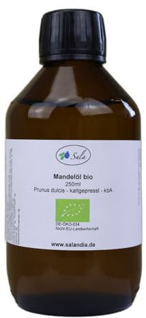 Sala Huile d'amande bio pressée à froid (bouteille en verre de 250 ml)