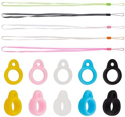 GORGECRAFT 25PCS Anti-Lost Lanyard Set Including 5PCS Necklace Lanyards Pendant Holder Replacement Pendant Strap String 20PCS Silicone Rubber Rings Band Holder 8mm Diameter O Rings for Women Men
