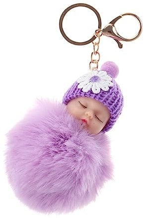 TOYANDONA Creative Plush Keychain Doll Key Ring Pendant for Boy Girl Violet Bag Pendant for Handbags Backpacks and Cars Party Favor and Souvenir Decoration