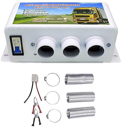 TOTMOX Dégivreur de chauffage électrique de voiture, 12V Chauffage pour Voiture pour camping car, camion, 500W-1000W Crème de chauffage électrique en voiture avec 3 prises d'air, blanc