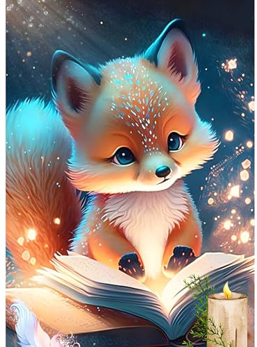 AIRDEA Niedlicher Fuchs Diamond Painting Set für Erwachsene, Diamond Painting Kits, 5D Diamant Malerei Set, DIY Diamantmalerei Basteln Bilder Arts als Geschenk für Home Wand Décor 30x40cm