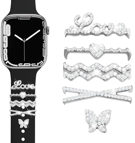 JR.DM Watch Armband Charms kompatibel mit Apple Watch Armband 38mm 40mm 41mm 42mm 44mm 45mm 46mm, Metall Diamant Dekorative Bling Schmuck für iWatch-Series 10 9 8 7 6 5 4 3 2 1