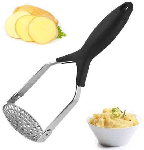 iCovalescent Presse Puree Manuel, avec Antidérapant Manche, Presse-Purée en Acier Inoxydable, Pliable Broyeur de Pommes, Presse-Légumes pour Pommes de Terre, Confitures, Légumes et Fruits