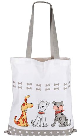 SPOTTED DOG GIFT COMPANY Tote Bag, Wiederverwendbare Einkaufstasche aus Canvas, Tragetasche Damen mit Langen Henkeln, Baumwolle, Faltbar mit Hundemotiv, Geschenke für Hundeliebhaber 38 x 42 cm