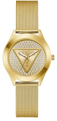 Guess Damen Analog Quarz Armbanduhr Glitz Plaque