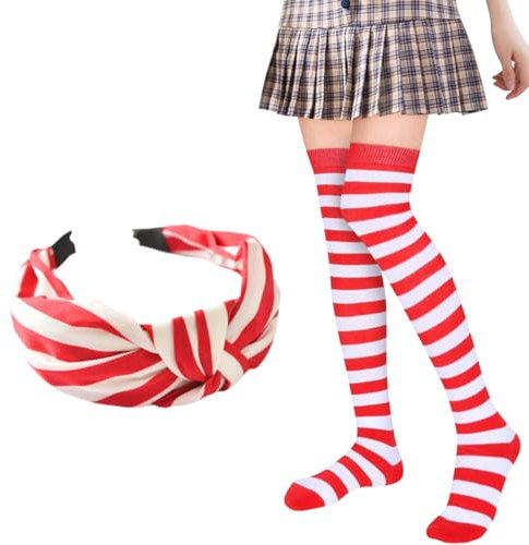 VONJUMA Karneval Kostüm Köln Kölle Haarreif Karneval Köln Haarreif Rot Weiss Strümpfe Für Kölner Rot Weiss Karneval Damen Faschingskostüme Fasching Kostüm