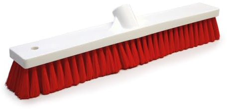4 Stück Hygoclean Saalbesen Extra Fein, weiß-rot, L: 45cm, B: 6cm, H: 11,5cm, Saalbesen, Hygienebesen, Kehrbesen
