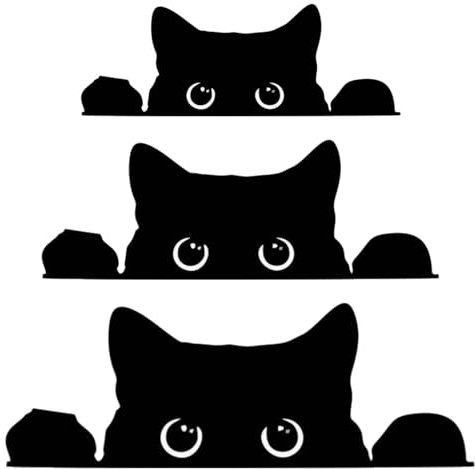 Auto-Aufkleber, Motiv: schwarze Katze, lustig, wasserdicht, PVC, schleichende Katze, Cartoon-Tier-Kätzchen-Aufkleber, Autozubehör, Dekoration, Aufkleber, Laptop, Fenster, Tasse, Gepäck, 3 Stück