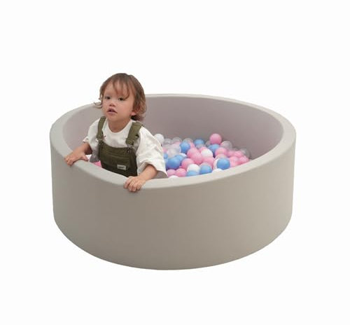 Aunekiv Bällebad ohne Bälle für Baby ab 1 Jahr, 7-in-1 Multifunktionales Schaumstoff Bällepool Ballgruben Kinder, Rosa