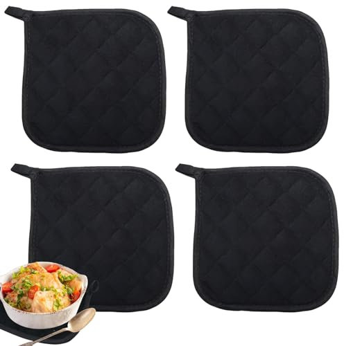 Pot Holders, Kitchen Accessories, 4 PCS Pot Holders Heat Resistant Thick Durable Heat Resistant Mat, Hot Pan Mat Protects Hands and Surfaces from Hot Appliances (Black)