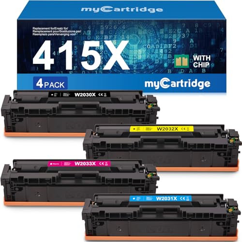MYCARTRIDGE 415X (Mit Chip) Kompatibel für HP 415X 415A Toner für HP Color Laserjet Pro MFP M479fdw M479dw M479fdn M454dw M479fnw M479fdn 479fdw M454dn 4er-Pack