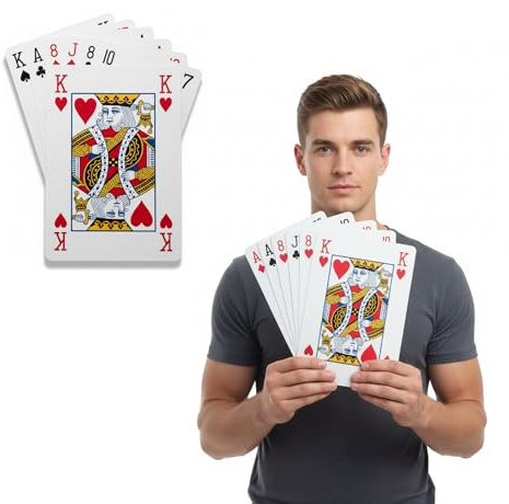 FUN FABLES® Jumbo A4 Playing Cards | Giant 28 × 20 cm Oversized Decks | Waterproof Plastic Coated Large Cards for Garden Games, Parties, BBQs, Family Fun & Outdoor Entertainment