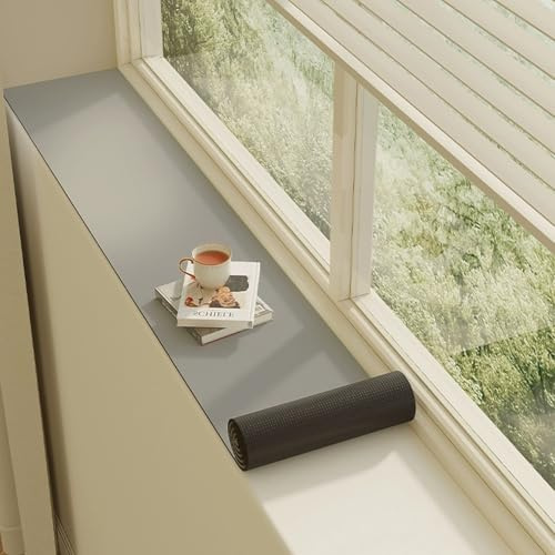 Innovz Fensterbank Matte Fensterbankschutz aus PVC-Leder, Dünne Fensterbankmatte für Hunde und Katzen, Einfarbige, Florale und Panda-Dekor-Anti-Rutsch-Unterlage für Fensterbänke(Gray,39x6in(99x15cm))