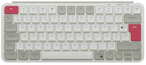 Keychron B1 Pro Clavier sans-Fil, Clavier Français AZERTY Layout, Récepteur 2.4 GHz/Bluetooth/Filaire, Clavier Custom Programmable, Extra-Fin, Compatible avec Mac et Windows - Rouge Rétro