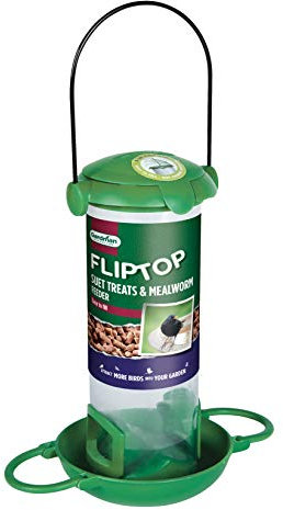 Gardman A04298 Flip Top Suet Treat and Mealworm Bird Feeder, Natural, 20.0 cm*10.0 cm*17.0 cm
