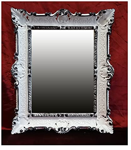 Lnxp Spiegel WANDSPIEGEL 56 x46 cm BAROCKSPIEGEL IN WEIß SCHWARZ DUALCOLOR Renaissance OPULENTER PRACHTVOLLER Nostalgie ANTIK BAROCK REPRO BAROCKSTIL 50SP
