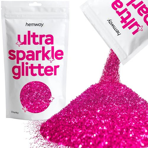 Hemway Ultra Sparkle Glitter - Dark Rose Pink | Chunky Metallic Flakes for Resin & Epoxy Crafts | Supplies for Tumblers, Festival, Hair, Face, Body, Eye & Nail Art Decoration | 100 g