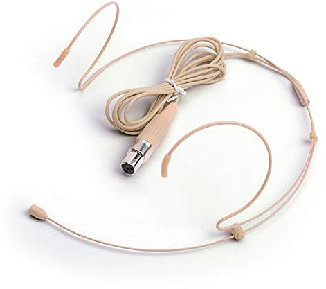Sumje Beige Pro Headworn Dual Earhook Headset Microphone Mic for Shure Wireless Transmitter Bodypack (Mini 4 Pin XLR Plug)