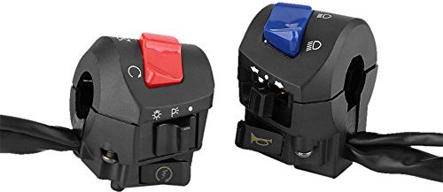 Keenso Motorrad Lenkerschalter, 1 Paar 7/8 Zoll Motorrad Lenker Scheinwerferschalter Horn Schalter Zündschloss Motorrad Lichtschalter
