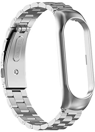 PINHEN Metall Armband Kompatibel mit Xiaomi Mi Band 7- Edelstahl Armband Ersatz für Xiaomi Mi Band 7 Smart MiBand Zubehör mit Metallrahmen