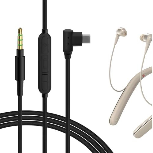 GEEKRIA QuickFit Audio Kabel Kompatibel mit Sony WI-1000X, MDR-EX750BT, JVC HA-FD70BT Sport Earphones Kopfhörer, Micro-USB-Ersatz-Stereokabel mit Inline-Mikrofon (1,2 m)