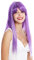 WIG ME UP- VK-8-F11-60 peluca de mujer pelo largo liso flequillolargo raya color lila mechas blancas