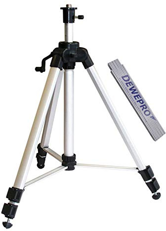 NEDO® leichtes Kurbelstativ mit Wechselstativteller - Nutzhöhe von 0,53m bis 1,50m für Punkt-, Linien- und leichte Rotationslaser - inkl. einem DEWEPRO® Zollstock 2,0m