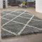 Paco Home Hochflor Teppich Wohnzimmer Shaggy Skandi Modernes Rauten Muster Grau Creme, Grösse:80x150 cm