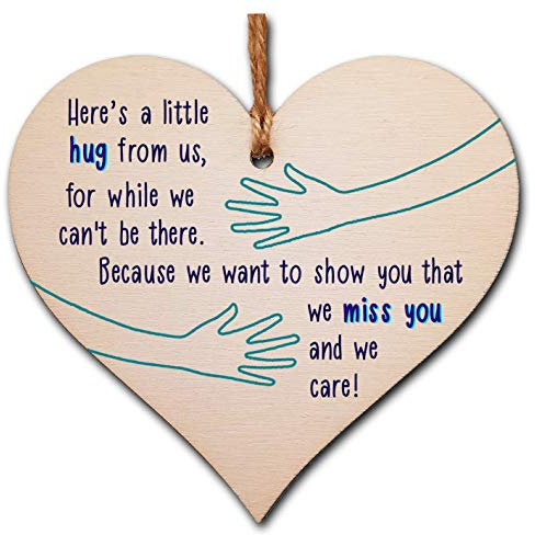 Thinking of You Wooden Heart Plaque – Letterbox-Friendly Hanging Gift Sign with Twine – 10x10cm Italian Plywood – Thoughtful Keepsake for Friends & Loved Ones – Sympathy, Long Distance, Hard Times