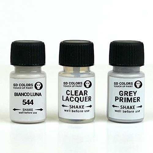 SD COLORS Bianco Luna 544 Ausbesserungslack, 15 ML, Reparatur-Pinsel für Motorräder, Roller (Farbe + Grundierung + Lack)