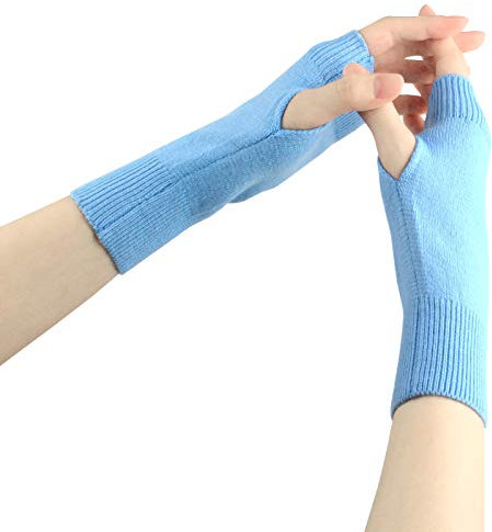 Larcele Kaschmir Handschuhe Fingerlose Fäustlinge Handwärmer für Damen BZST-02 (Blau 4555)
