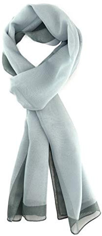 TigerTie Damen Chiffon Halstuch in grau anthrazit mit Bordüre - Größe 160 cm x 36 cm