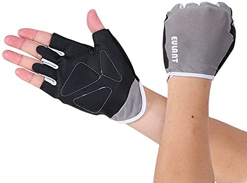 ONTYZZ Handschuhe Fingerlos Sport Männer Fahrradhandschuhe Frauen Trainingshandschuhe für Bodybuilding Gym Fitness MTB Handschuhe Halbfinger Grau/M