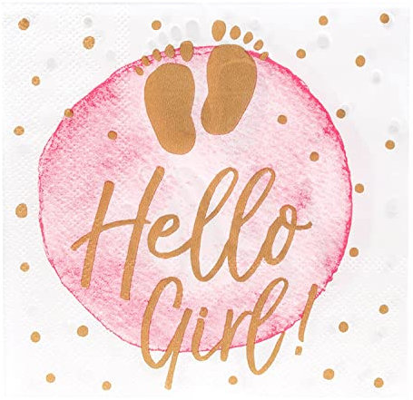 Boland 53248 - Party-Servietten Hello Girl, 20 Stück, 21 x 21 cm, Mundtuch, Tisch-Dekoration, 100 % Papier, Geburtstag, Geburt, Babyparty