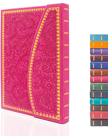 VICTORIA'S JOURNALS Magnet-Tagebuch, geschnitztes Vintage-Notizbuch aus Kunstleder, Hardcover, pers?nliches Tagebuch, linierte Seiten, Lesezeichen, 20,3 x 14,4 cm