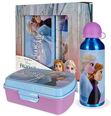 2-teiliges Lunch-Set Disney Frozen Elsa und Anna Trinkflasche 500 ml Lunchbox 5390