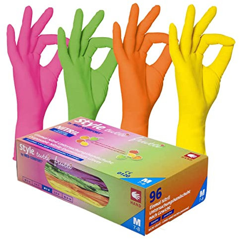 Med-Comfort Tutti frutti bunte Nitril Einweghandschuhe Einmalhandschuhe Untersuchungshandschuhe 10er Box Größe M