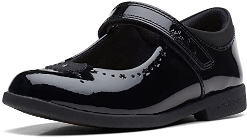 Clarks Magic Step Bar O Girls School Shoes Black 2.5 UK