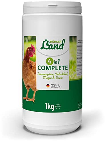 HÜHNER Land 4in1 Complete 1kg für Hühner & Geflügel – Futterergänzung Vitamine für Hühner mit Zeolith, Bierhefe, Hagebutte & Topinambur - Für Gefieder, Immunsystem, Magen-Darm