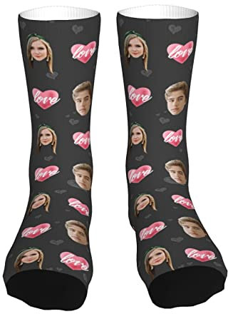 Naispanda Calzini Personalizzati di San Valentino Novità Divertente Stampa Coppie Personalizzata Foto del tuo volto su Calzino Unisex per Uomini Donne Regali Amanti
